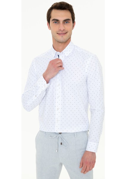 Erkek Lacivert Slim Fit Uzun Kollu Gömlek 50250338-VR033