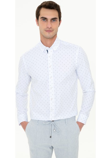 Erkek Lacivert Slim Fit Uzun Kollu Gömlek 50250338-VR033 modelleri