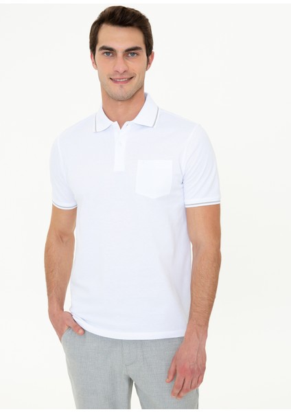 Erkek Beyaz Regular Fit Polo Yaka Basic Tişört 50252470-VR013
