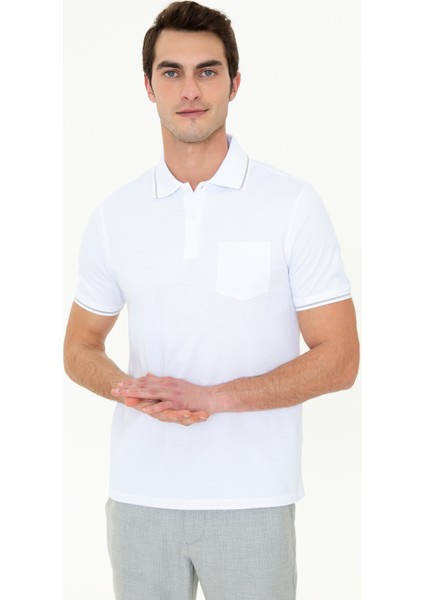 Erkek Beyaz Regular Fit Polo Yaka Basic Tişört 50252470-VR013
