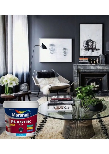 Plastik Mat Antrasit Gri Su Bazlı Iç Duvar Boyası 2.5lt=4kg-Silinebilir-Uygulaması Kolay