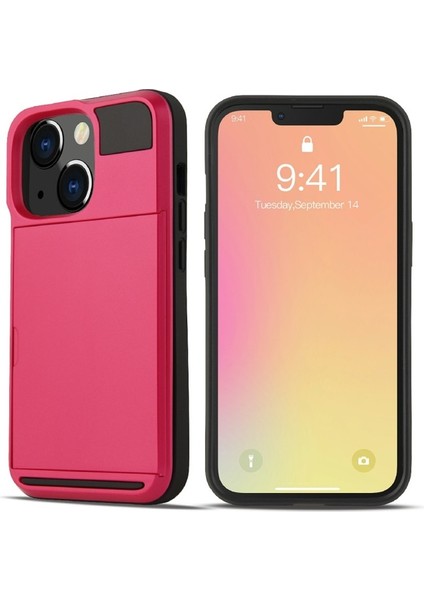 Apple Iphone 13 Pro Için Çizilmez Kart Tutuculu Tpu + Pc Telefon Kılıfı - Pembe (Yurt Dışından)