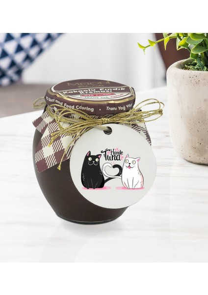 Kişiye Özel İsimli Sevgililer Günü Ahşap Anahtarlıklı El Yapımı 400 gr Melodi Kakaolu Fındık Kreması Seti-135