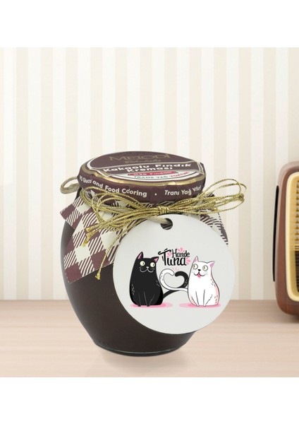 Kişiye Özel İsimli Sevgililer Günü Ahşap Anahtarlıklı El Yapımı 400 gr Melodi Kakaolu Fındık Kreması Seti-135 modelleri