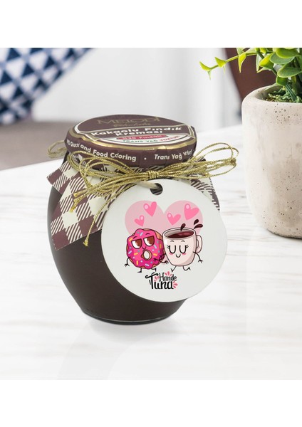 Kişiye Özel İsimli Sevgililer Günü Ahşap Anahtarlıklı El Yapımı 400 gr Melodi Kakaolu Fındık Kreması Seti-131