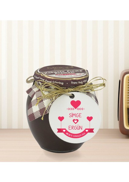 Kişiye Özel İsimli Sevgililer Günü Ahşap Anahtarlıklı El Yapımı 400 gr Melodi Kakaolu Fındık Kreması Seti-52 modelleri