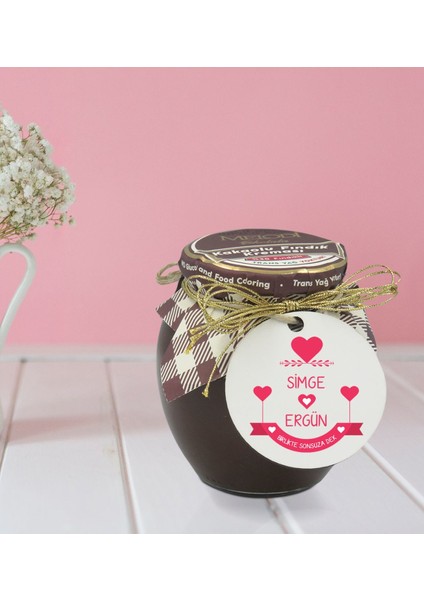 Kişiye Özel İsimli Sevgililer Günü Ahşap Anahtarlıklı El Yapımı 400 gr Melodi Kakaolu Fındık Kreması Seti-52 fırsatları