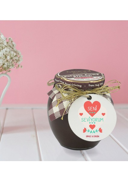 Kişiye Özel İsimli Sevgililer Günü Ahşap Anahtarlıklı El Yapımı 400 gr Melodi Kakaolu Fındık Kreması Seti-57 fırsatları