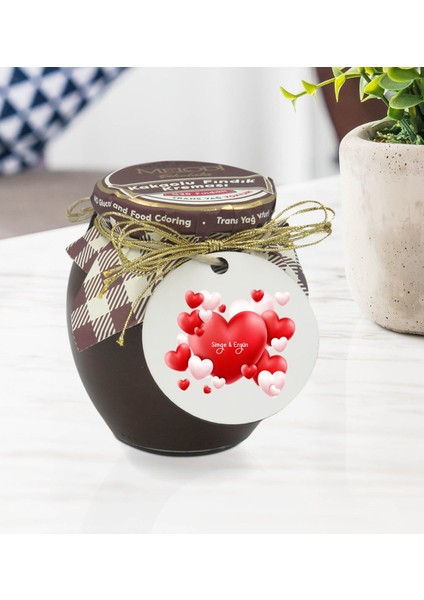 Kişiye Özel İsimli Sevgililer Günü Ahşap Anahtarlıklı El Yapımı 400 gr Melodi Kakaolu Fındık Kreması Seti-41