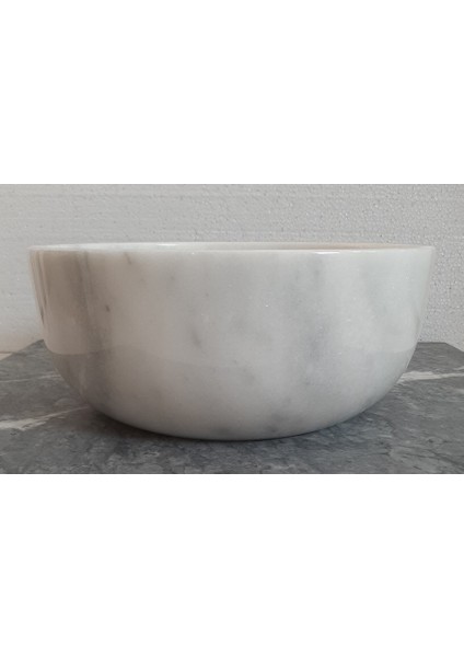 Tezgah Ustu Damarlı Beyaz Mermer Lavabo ÇAP:39CM