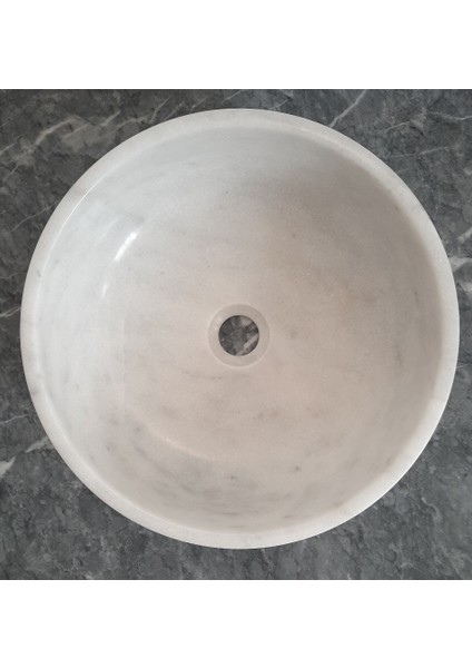 Tezgah Ustu Damarlı Beyaz Mermer Lavabo ÇAP:39CM modelleri
