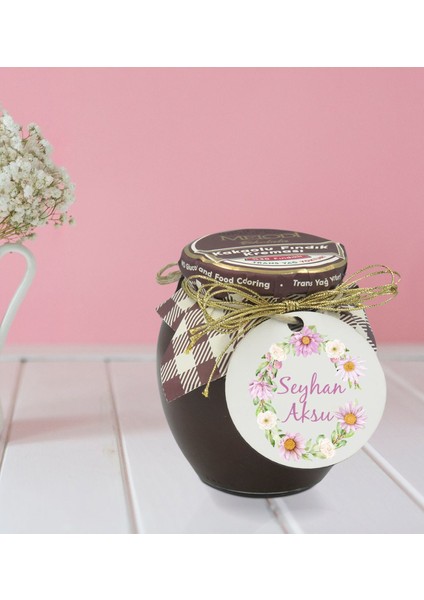 Kişiye Özel İsimli Çiçek Tasarımlı Ahşap Anahtarlıklı El Yapımı 400 gr Melodi Kakaolu Fındık Kreması Seti-4 fırsatları