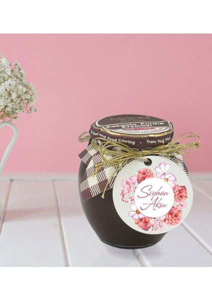 Kişiye Özel İsimli Çiçek Tasarımlı Ahşap Anahtarlıklı El Yapımı 400 gr Melodi Kakaolu Fındık Kreması Seti-2 fırsatları