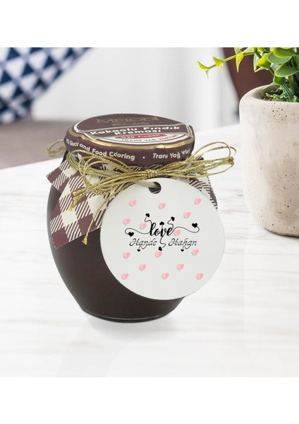 Kişiye Özel Isimli Sevgililer Günü Ahşap Anahtarlıklı El Yapımı 400 gr Melodi Kakaolu Fındık Kreması Seti-26