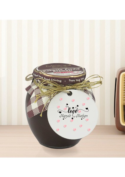 Kişiye Özel Isimli Sevgililer Günü Ahşap Anahtarlıklı El Yapımı 400 gr Melodi Kakaolu Fındık Kreması Seti-26 modelleri