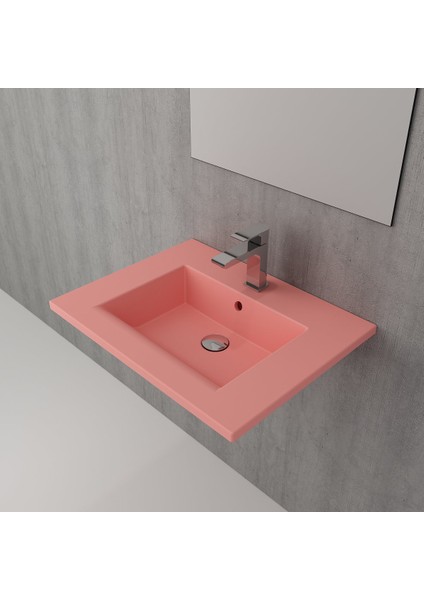 Mılano Etajerli Lavabo 60 Cm - Mat Somon