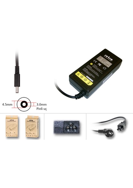 Dell 65W Pinli Uç 4.5mm Notebook Adaptör RNA-DL10