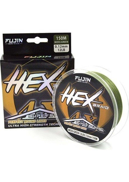 Hex Braid 4x 150MT Moss Green Pe Ip Misina 0.18MM