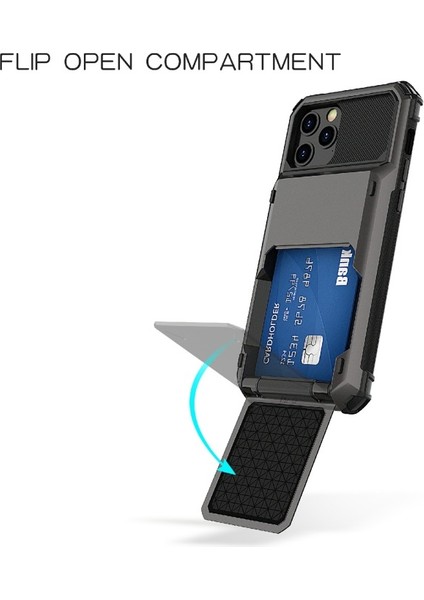 Apple iPhone 13 Pro Max Için Düşmeye Dayanıklı Kartlıklı Tpu + Pc Hibrit Kılıf - Mavi (Yurt Dışından)
