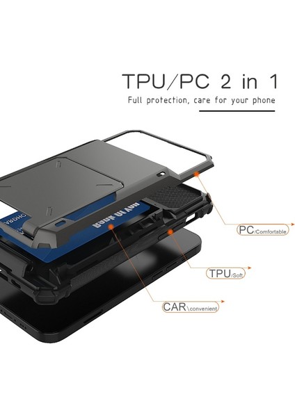 Apple iPhone 13 Pro Max Için Düşmeye Dayanıklı Kartlıklı Tpu + Pc Hibrit Kılıf - Mavi (Yurt Dışından)