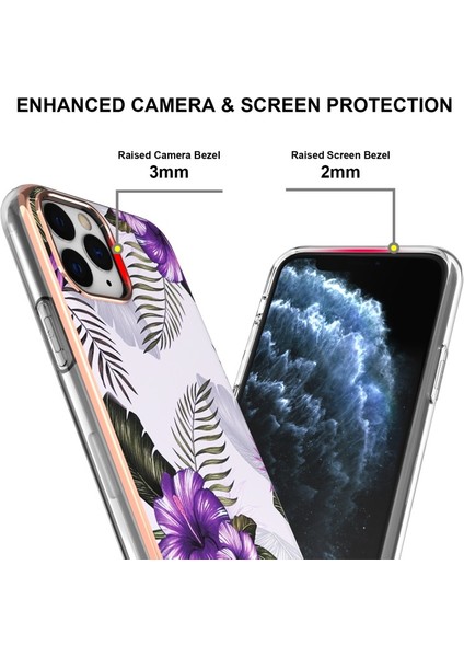 Apple iPhone 11 Pro Için Parmak Izi Önleyici Mermer Tasarım Galvanik Imd Iml Yumuşak Tpu Telefon Kılıfı - Mor (Yurt Dışından) fırsatları