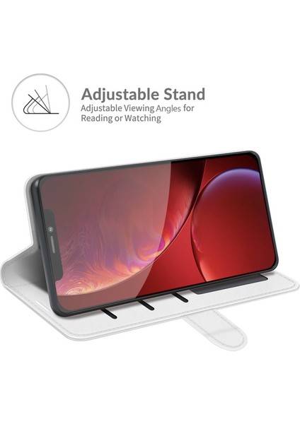 Apple iPhone 13 Pro Için Pu Deri Cüzdan Tasarımlı Standlı Kılıf - Beyaz (Yurt Dışından)