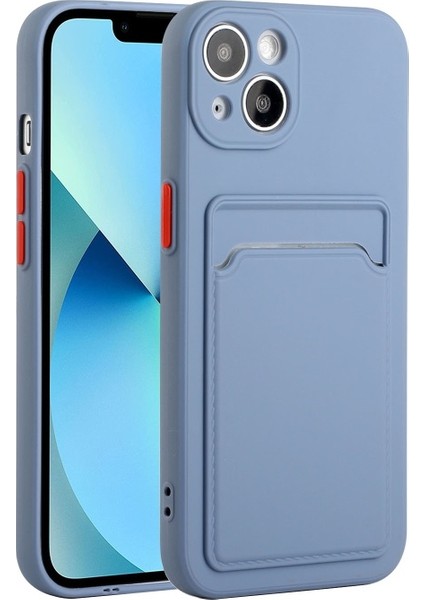 Apple iPhone 13 Mini Için Kart Yuvalı Esnek Tpu Telefon Kılıfı - Mavi (Yurt Dışından)
