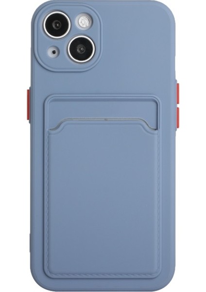 Apple iPhone 13 Mini Için Kart Yuvalı Esnek Tpu Telefon Kılıfı - Mavi (Yurt Dışından)