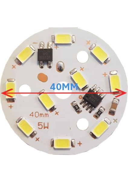 220 Volt 5 Watt SMD 5630 Ledli Hazır Led Modül 40 MM Gün Işığı (3 Adet)