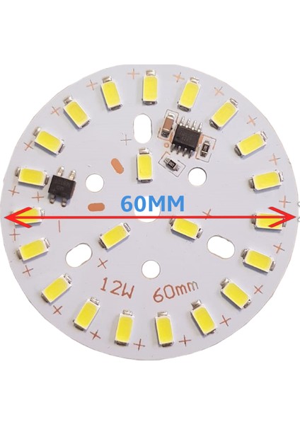 220 Volt 12 Watt SMD 5630 Ledli Hazır Led Modül 60 MM Gün Işığı (3 Adet)