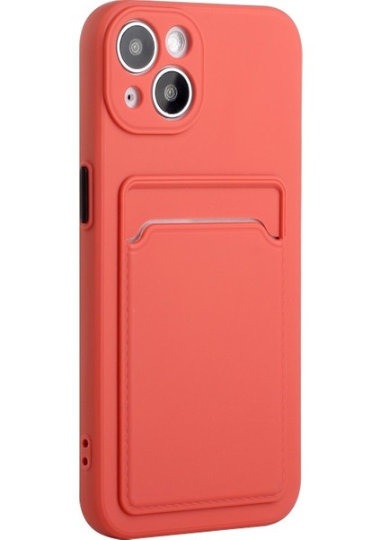 Apple iPhone 13 Mini Için Kart Yuvalı Esnek Tpu Telefon Kılıfı - Mercan (Yurt Dışından)