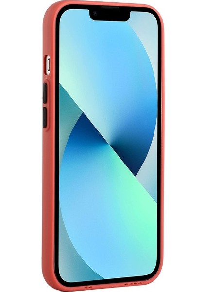 Apple iPhone 13 Mini Için Kart Yuvalı Esnek Tpu Telefon Kılıfı - Mercan (Yurt Dışından)