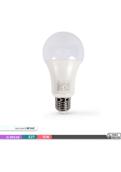 A70 LED Ampul 6500K Beyaz Işık 1450LM 220-240V 15W E27