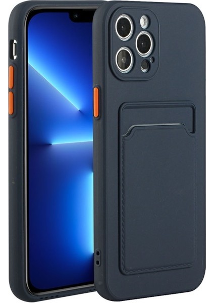 Apple iPhone 13 Pro Max Için Kart Yuvalı Esnek Tpu Koruyucu Telefon Kılıfı - Koyu Mavi (Yurt Dışından)