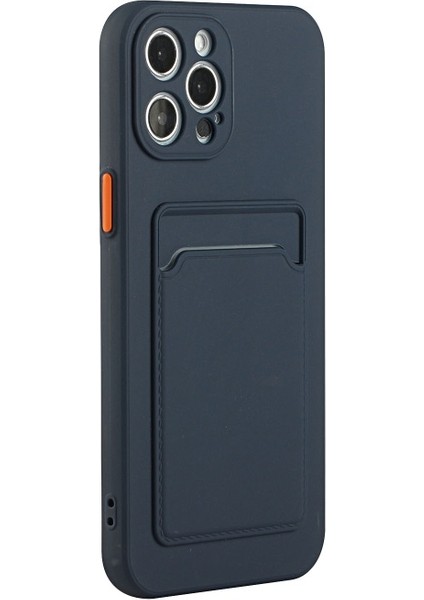 Apple iPhone 13 Pro Max Için Kart Yuvalı Esnek Tpu Koruyucu Telefon Kılıfı - Koyu Mavi (Yurt Dışından)