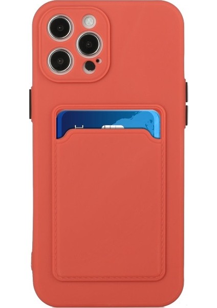 Apple iPhone 13 Pro Max Için Kart Yuvalı Esnek Tpu Koruyucu Telefon Kılıfı - Mercan (Yurt Dışından)