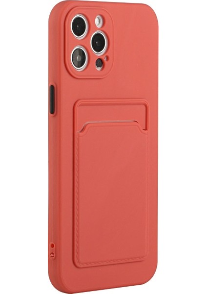 Apple iPhone 13 Pro Max Için Kart Yuvalı Esnek Tpu Koruyucu Telefon Kılıfı - Mercan (Yurt Dışından)