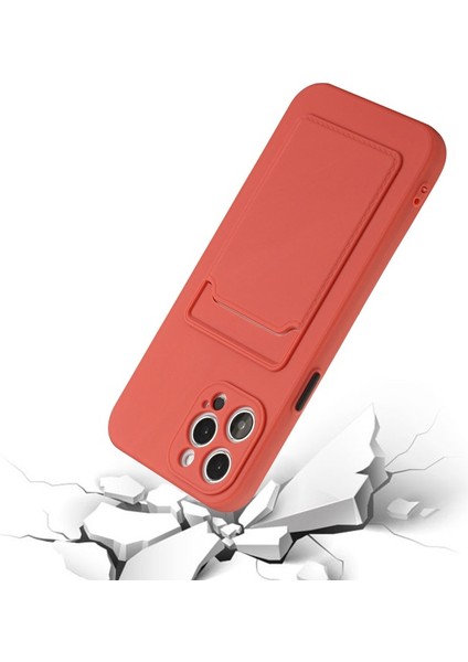 Apple iPhone 13 Pro Max Için Kart Yuvalı Esnek Tpu Koruyucu Telefon Kılıfı - Mercan (Yurt Dışından)