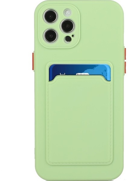 Apple iPhone 13 Pro Max Için Kart Yuvalı Esnek Tpu Koruyucu Telefon Kılıfı - Açık Yeşil (Yurt Dışından)