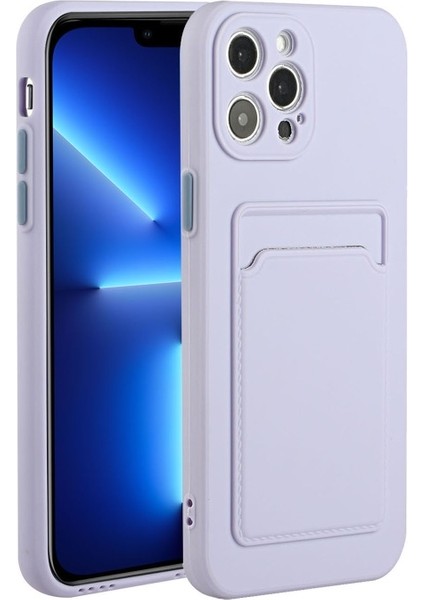 Apple iPhone 13 Pro Max Için Kart Yuvalı Esnek Tpu Koruyucu Telefon Kılıfı - Açık Mor (Yurt Dışından)
