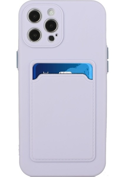 Apple iPhone 13 Pro Max Için Kart Yuvalı Esnek Tpu Koruyucu Telefon Kılıfı - Açık Mor (Yurt Dışından)
