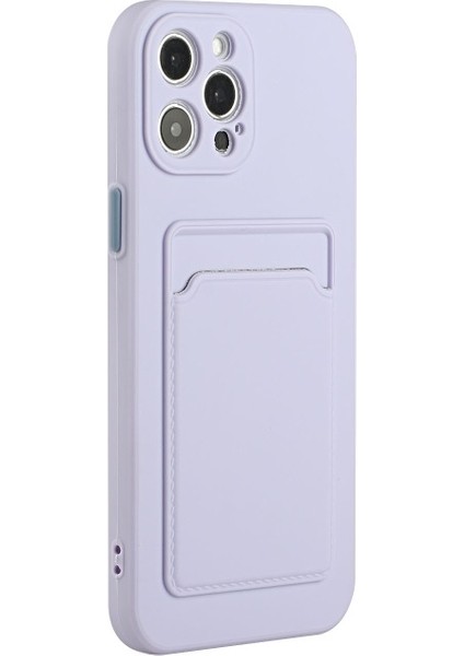 Apple iPhone 13 Pro Max Için Kart Yuvalı Esnek Tpu Koruyucu Telefon Kılıfı - Açık Mor (Yurt Dışından)