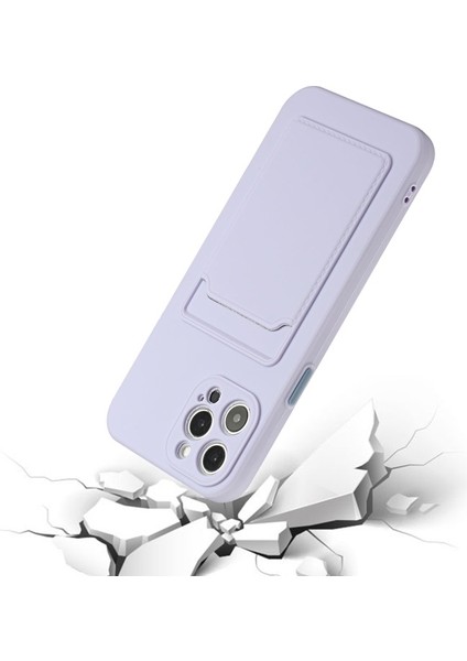 Apple iPhone 13 Pro Max Için Kart Yuvalı Esnek Tpu Koruyucu Telefon Kılıfı - Açık Mor (Yurt Dışından)