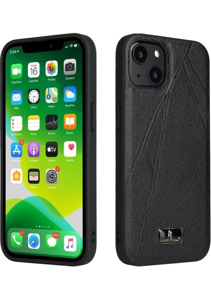 Apple iPhone 13 Için Pu Deri Kaplı Yumuşak Tpu + Sert Pc Hibrit Koruyucu Kılıf - Çizgili Litchi Desen (Yurt Dışından)