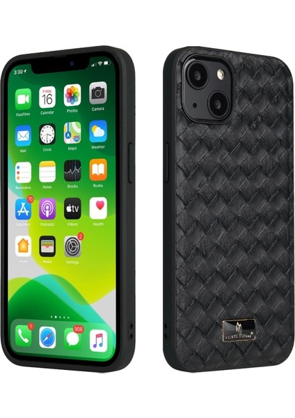 Apple iPhone 13 Için Pu Deri Kaplı Yumuşak Tpu + Sert Pc Hibrit Koruyucu Kılıf - Dokuma Desen (Yurt Dışından)