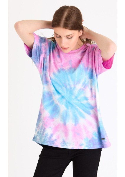 Kadın Batik Yıkamalı Oversize Mavi