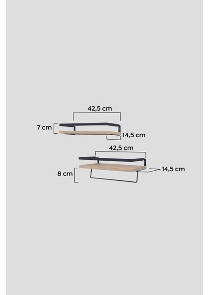 Mutfak Rafı  Ahşap Metal Mutfak Havluluk 2 Raflı Duvara Monte Baharatlık