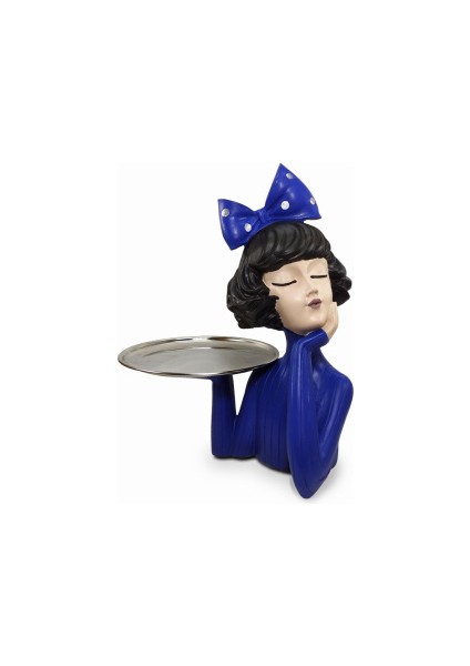 Dekoratif Polyester Metal Tabaklı Kız (32 x 26 Cm)