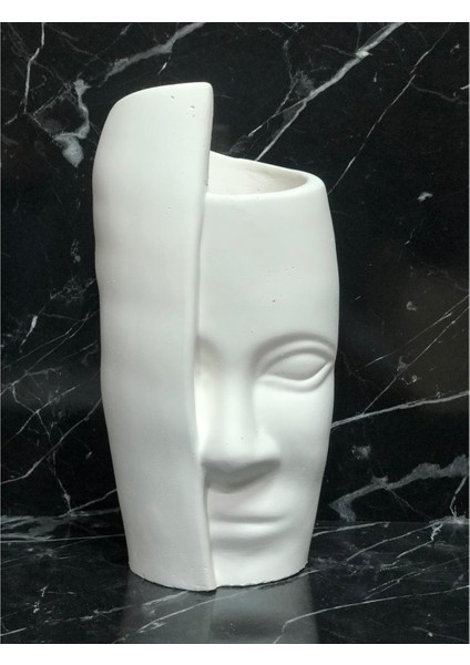 Dekoratif Modern Yüzlü Vazo (31 x 14 Cm)