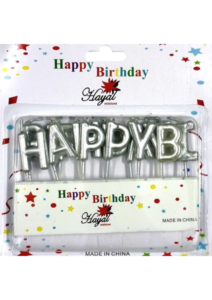 Happy Birthday Doğum Günü Mumu Gümüş